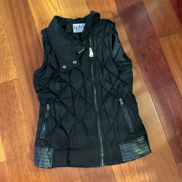 🎉HP🎉Marc NY Performance Quilted Puffer Vest Faux Leather Trim women’s Small - Picture 2 of 14